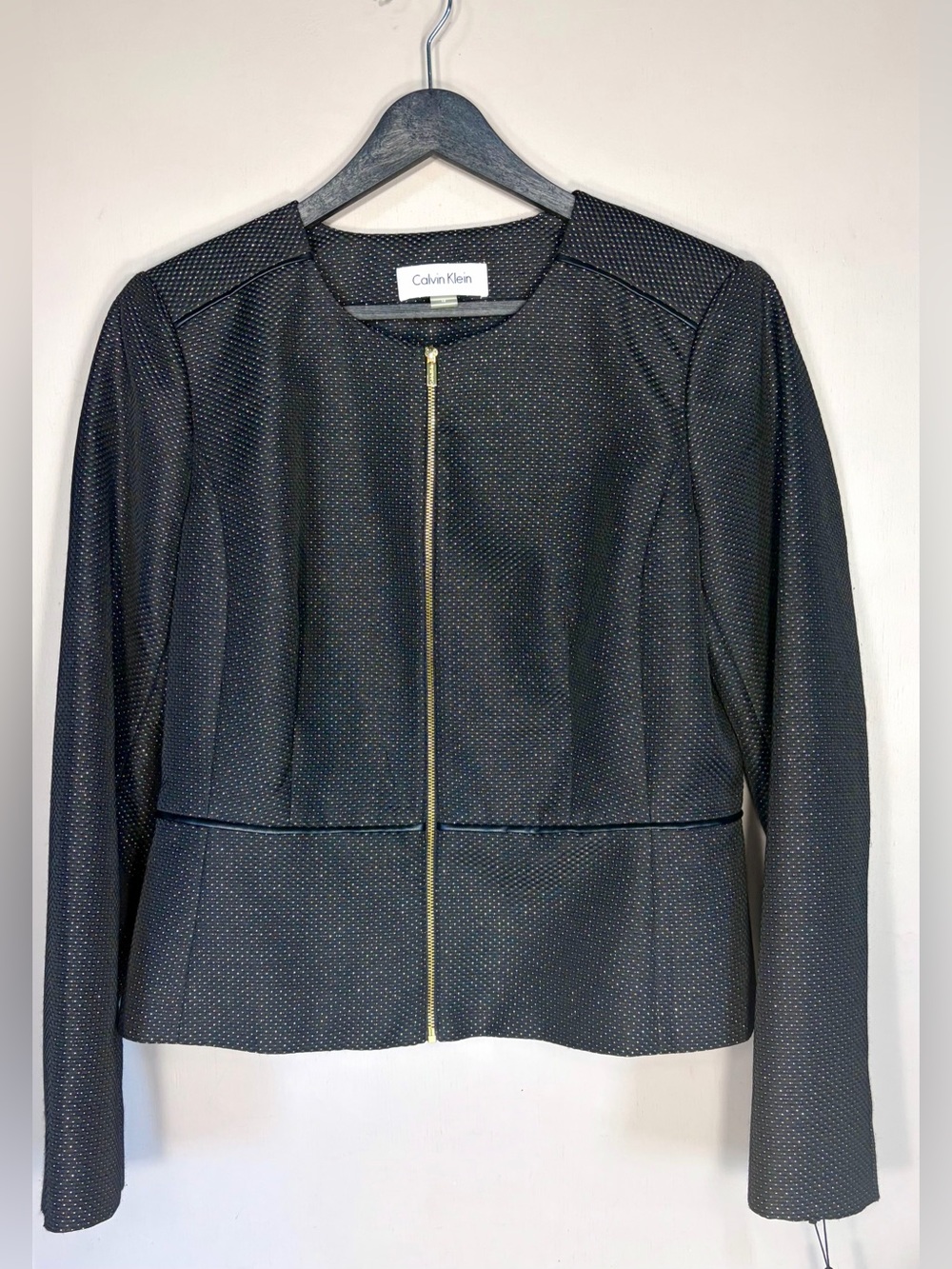 CALVIN KLEIN NWT Shimmer Peplum Zip Blazer